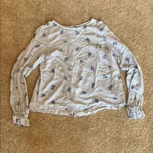 H&M Divided Floral Stripe Blouse w/ Button up Back